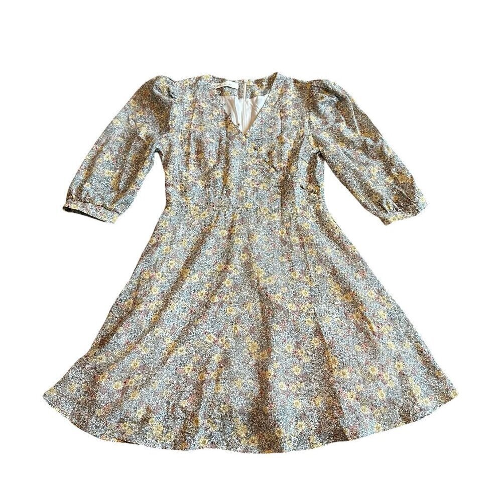 Quanta du Soleil Dainty Floral Print Dress Puff Sleeves Mini Size 36 EU Small
